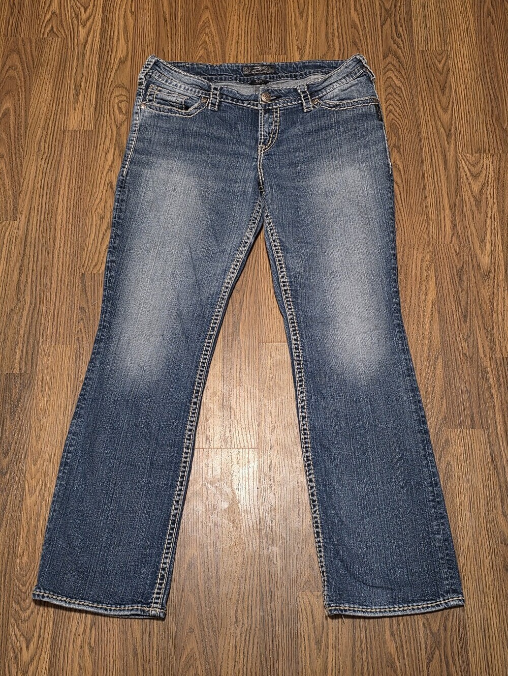 Silver Jeans Suki Bootcut Embellished Pocket Dark Wash Jeans Womens 14 L32 F73